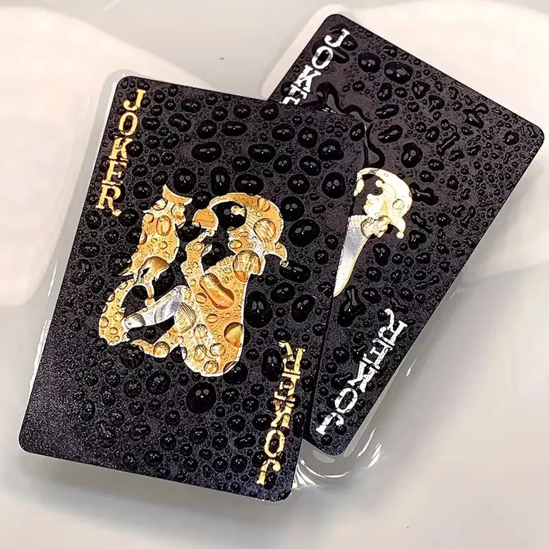 Black and Gold Waterproof Poker Card Set - Magic, Casino, Game Gift