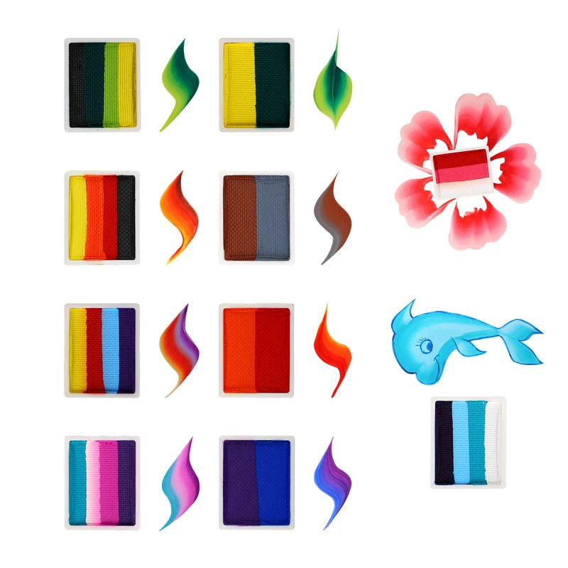 Neon Rainbow Water-Based Face & Body Paint Split Cakes - 10g Set