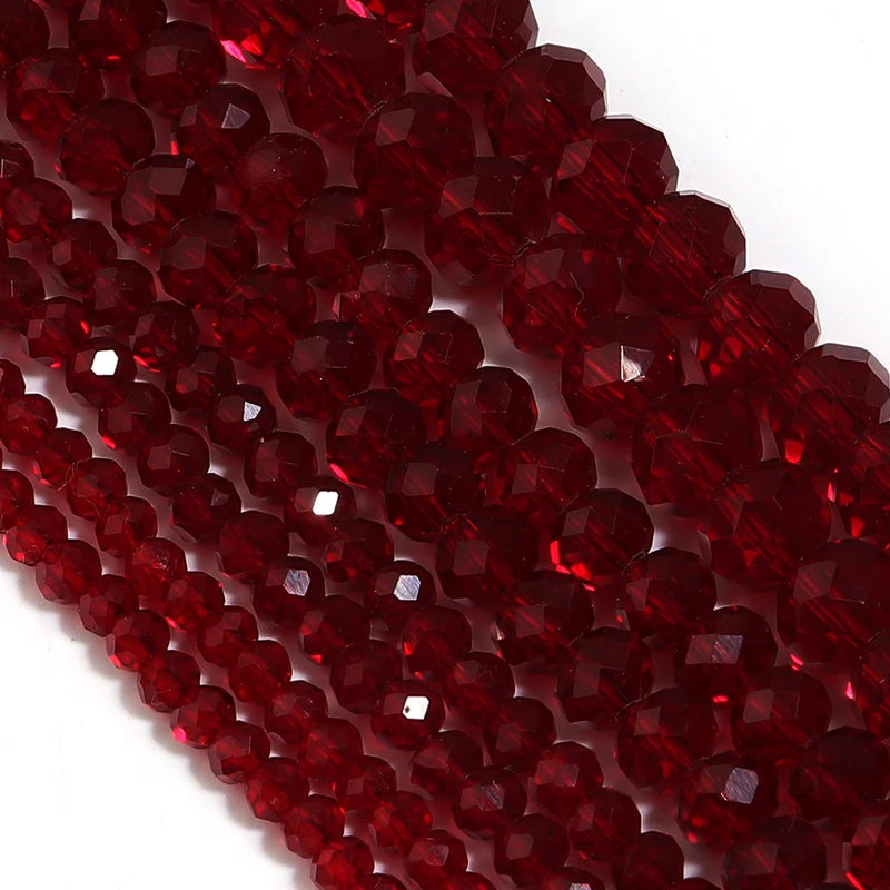 Glass Beads for Jewelry Making - Pomegranate Red Faceted Crystal Loose Beads