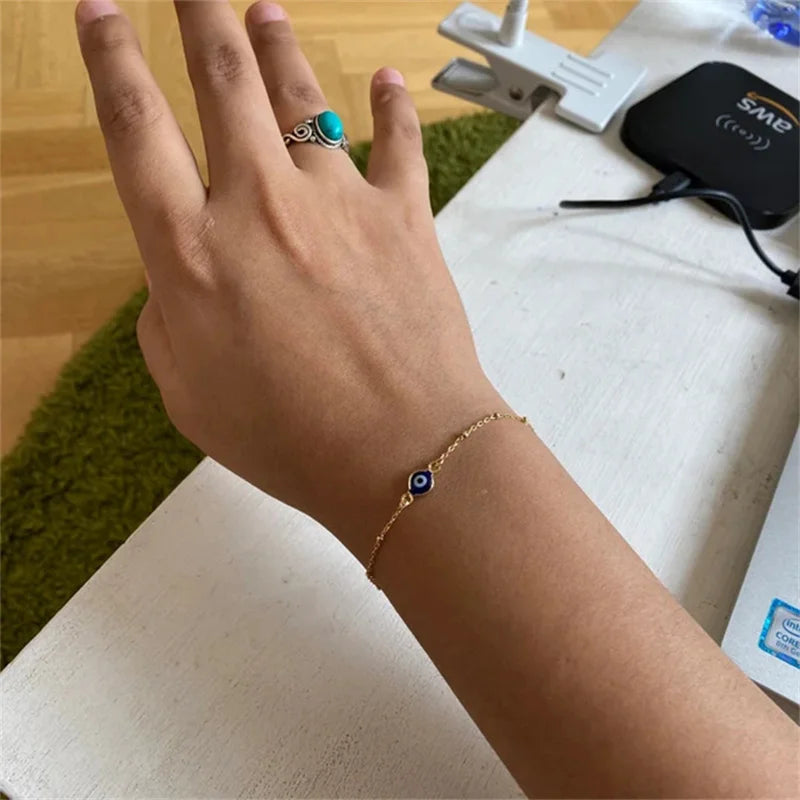 Turkish Evil Eye Charm Bracelet for Women Boho Lucky Summer Jewelry