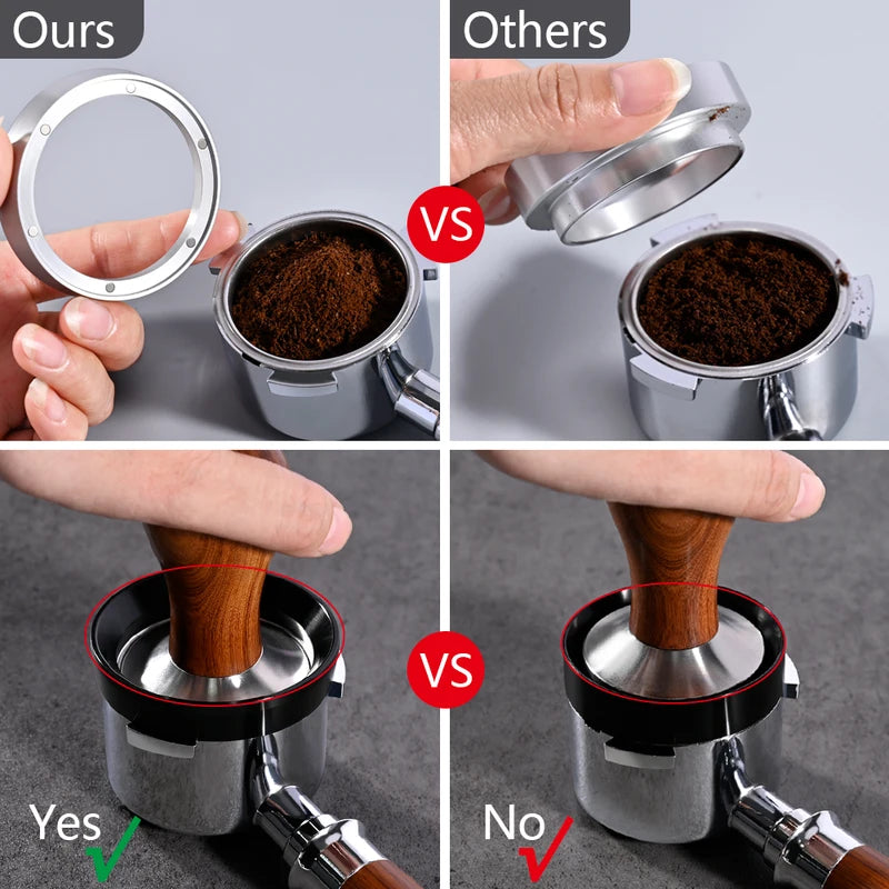 Coffee Dosing Funnel with Magnets - Aluminum Replacement Ring for Portafilter