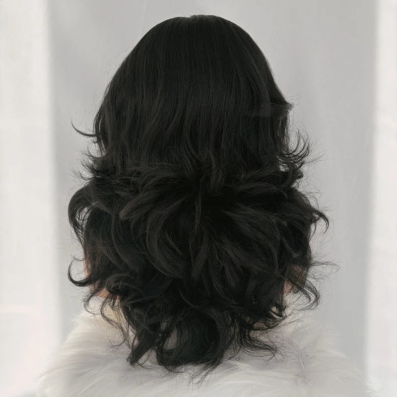 Synthetic Short Body Wave Wig 18 Inch Curly Yaki Hair for Women - Black & Color Variants