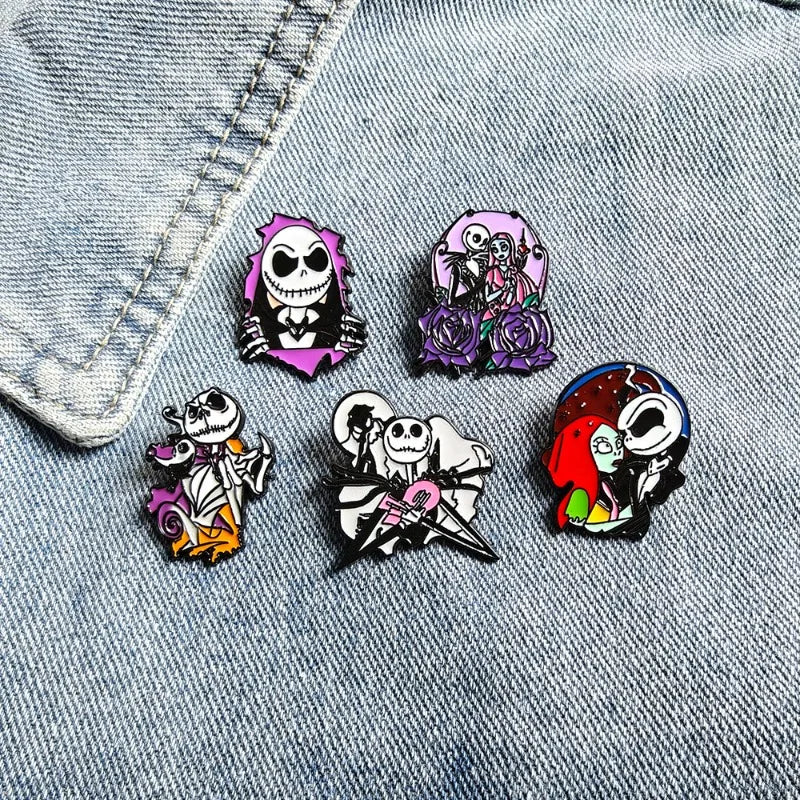 Halloween Badge Set 5pcs Cute Bizarre Horror Anime Brooches Pin Accessories Gift