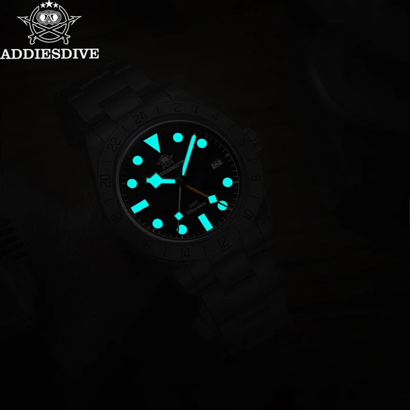 39mm Quartz GMT Sport Watch Men Waterproof Luminous Bubble Mirror