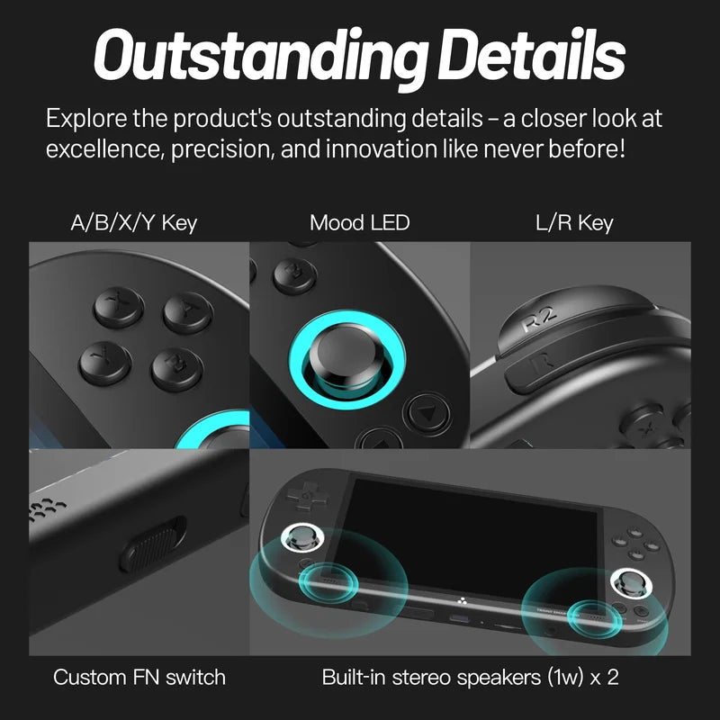 Portable Handheld Game Console with 4.96'' IPS Screen, Linux System, RGB Lighting, Gift