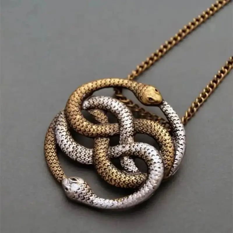 Men and Women Snake Chain Necklace - Retro Elegant Winding Snake Jewelry
