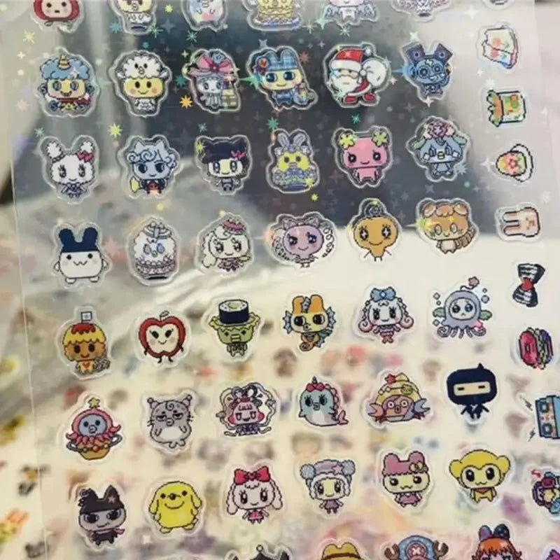 8pcs Anime Pixel Graph Sticker Set for Phone & Desktop Decoration - Tamagotchi Style