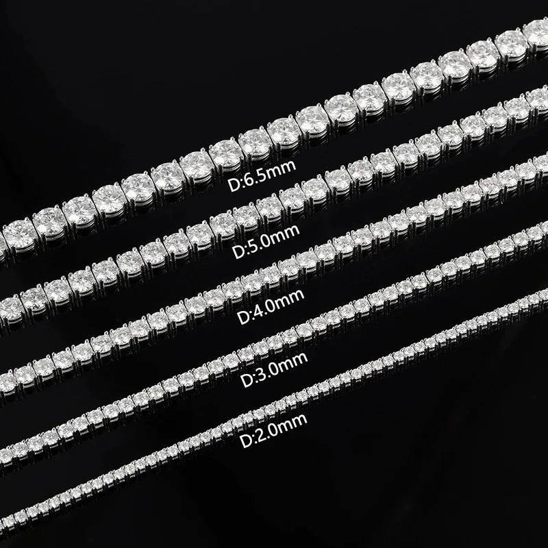 Sterling Silver Moissanite Tennis Bracelet with 18K White Gold Plating - VVS1 Clarity