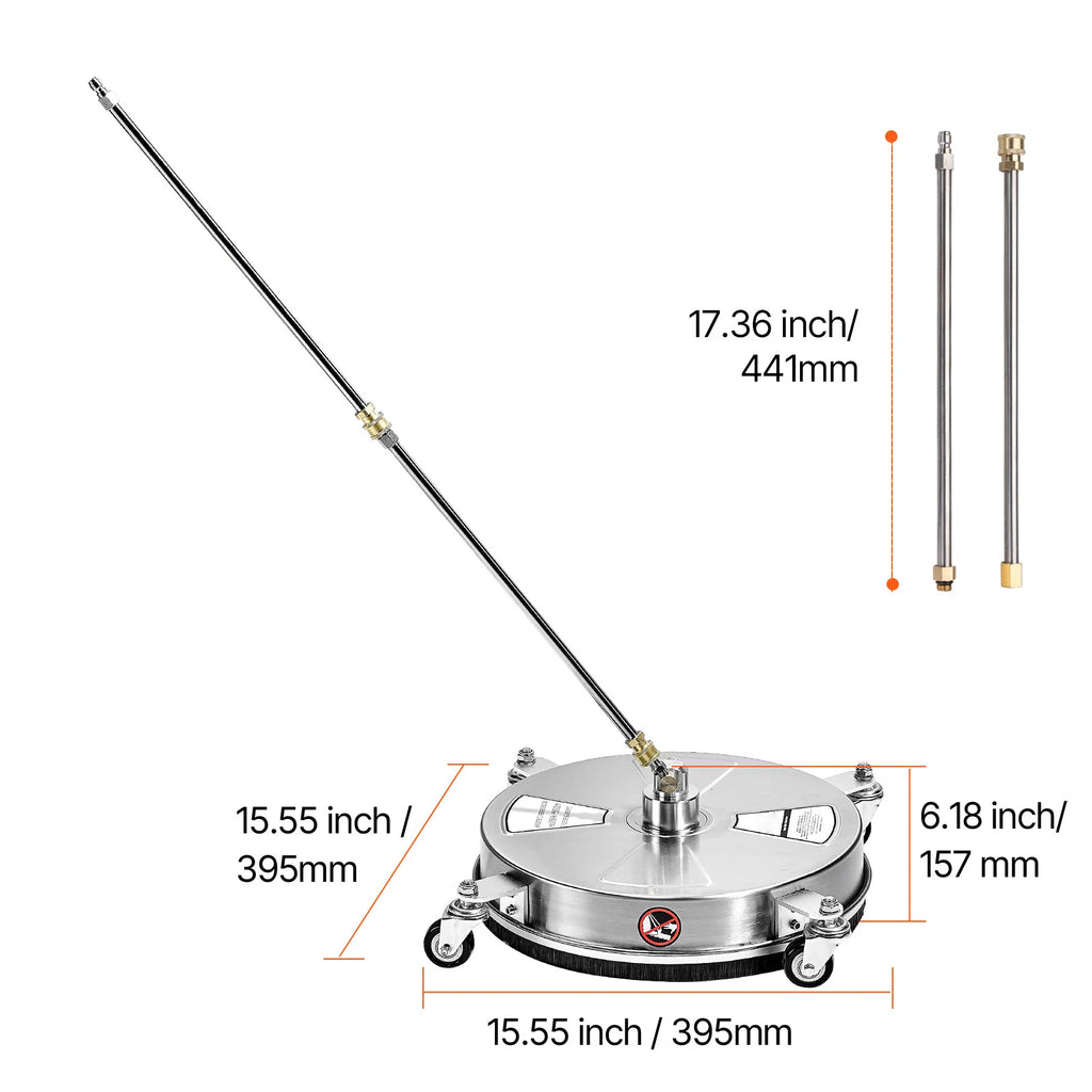 High-Pressure Surface Cleaner for Pressure Washers, 16.5 Inch, Stainless Steel