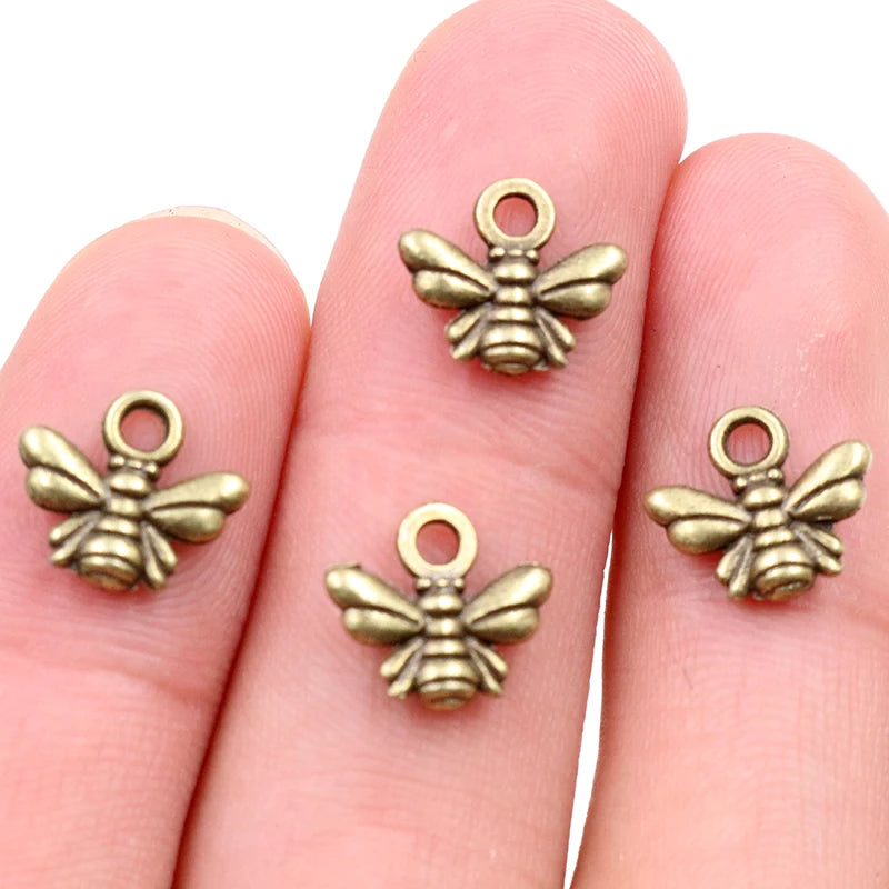 30pcs Bee Charms Jewelry Making Pendants Antique Bronze & Gold Plated DIY Craft