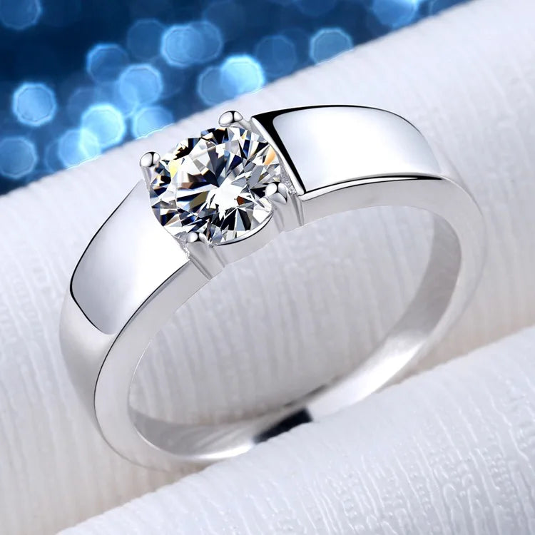 Sterling Silver Crystal Ring for Women - Adjustable Sizes 7-10 Jewelry Gift