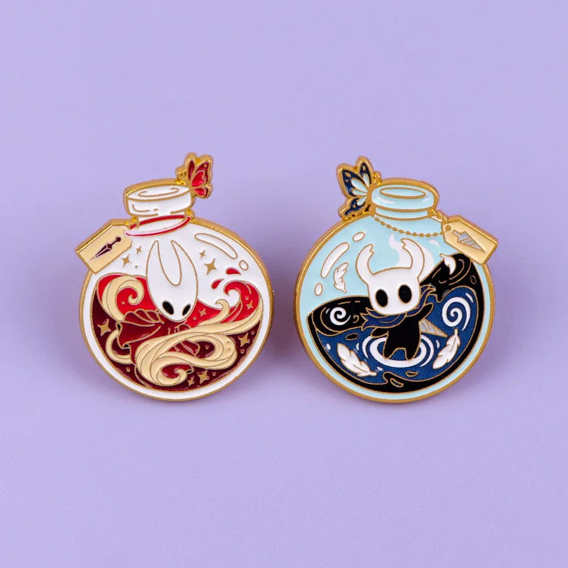 2pcs Cartoon Bottle Enamel Pin Set for Jackets Backpacks Fashion Brooches Gift