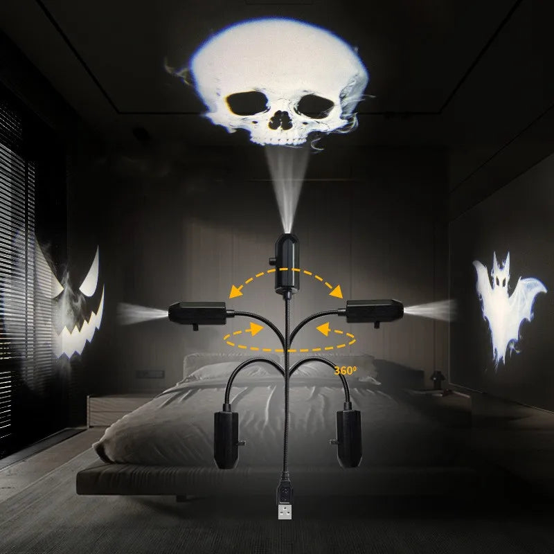 Halloween Ghost Skull LED Projector Night Light for Room Ceiling & Wall Decor