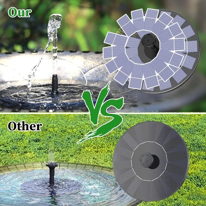 Outdoor Solar Fountain Pump Kit with 6 Nozzles for Garden Pond Decoration