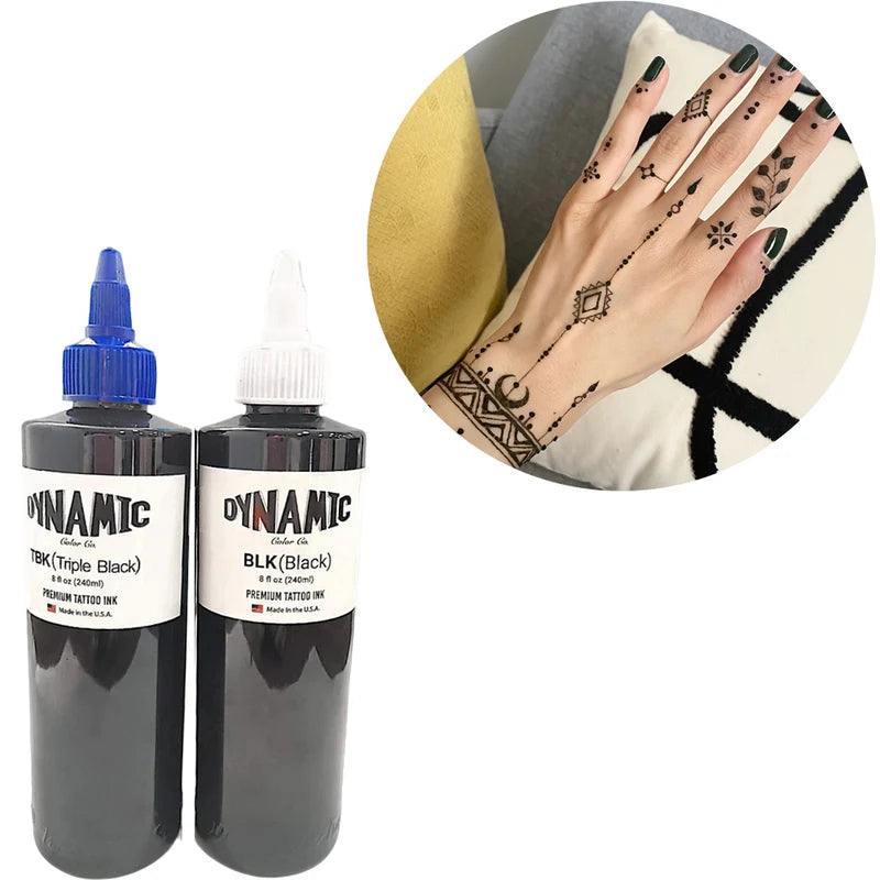8oz Professional Black Tattoo Ink - Permanent Skin Body Art Pigment