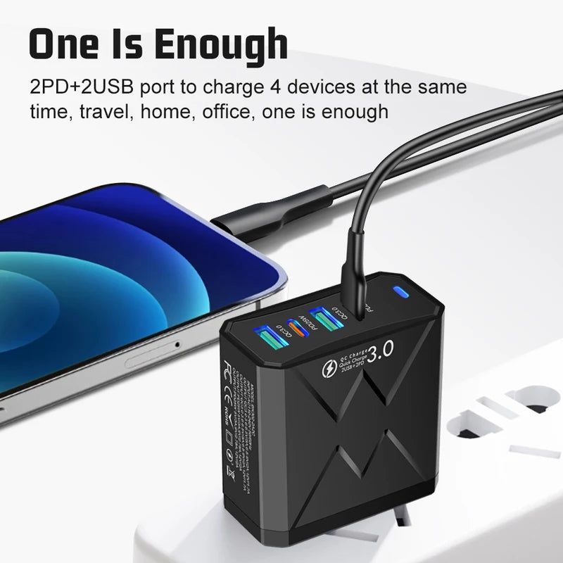 100W USB Type-C Fast Charging Wall Power Adapter Multi-Device Travel Charger