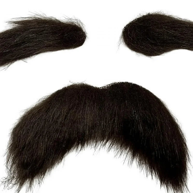 Self-Adhesive Fake Mustache and Eyebrow Set for Halloween & Costume Parties