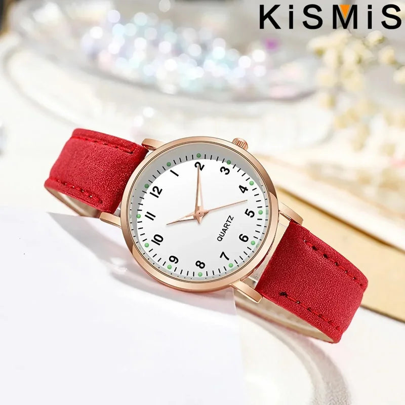 Women's Casual Luminous Quartz Watch with Leather Strap - Multiple Colors