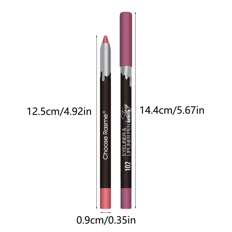 Matte Lip Liner Set - 12 Assorted Long-Lasting Lipstick Pencils Gift Set