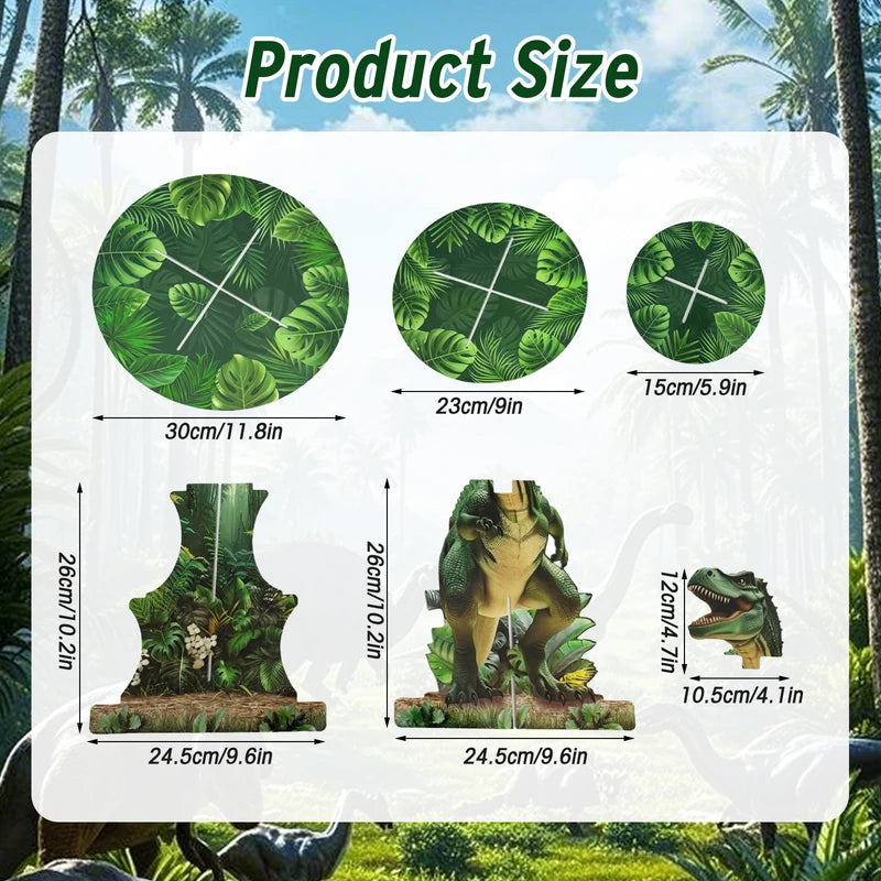 3-Tier Dinosaur Cupcake Stand Kids Party Decor Dino Dessert Tower
