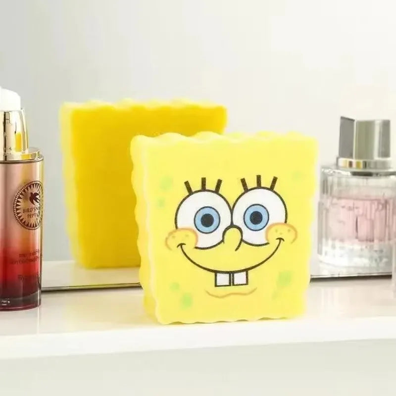 Cute Cartoon SpongeBob Dishwashing Sponge Set - Reusable Kitchen Cleaning Brush