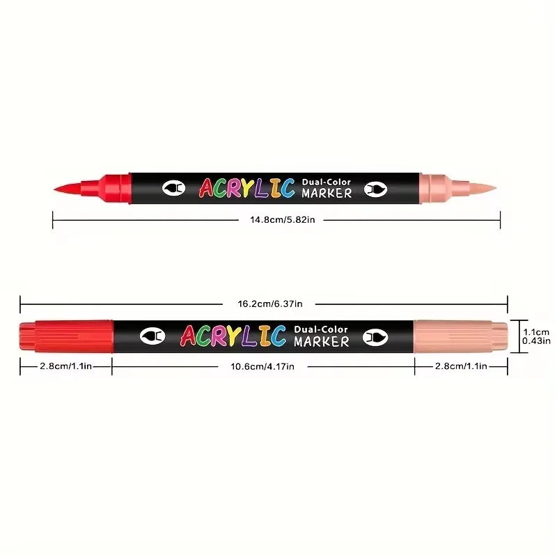 Dual-Color Acrylic Paint Markers Set - 48 Water-Based Quick-Dry Paint Pens for Crafts