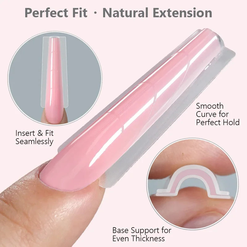 Reusable Gel Nail Extension Forms Set - Coffin & Almond Shapes, 16 Sizes, 256 Pieces