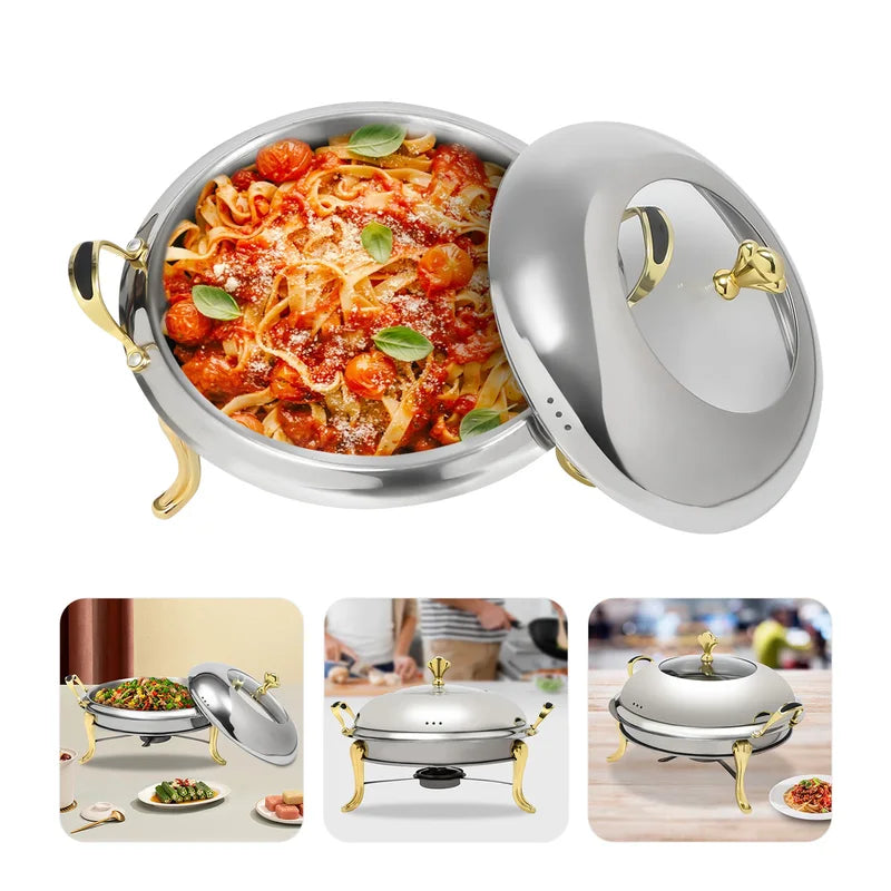 Stainless Steel Food Warmer with Alcohol Burner - 2.5L Buffet Chafing Dish for Catering & Parties