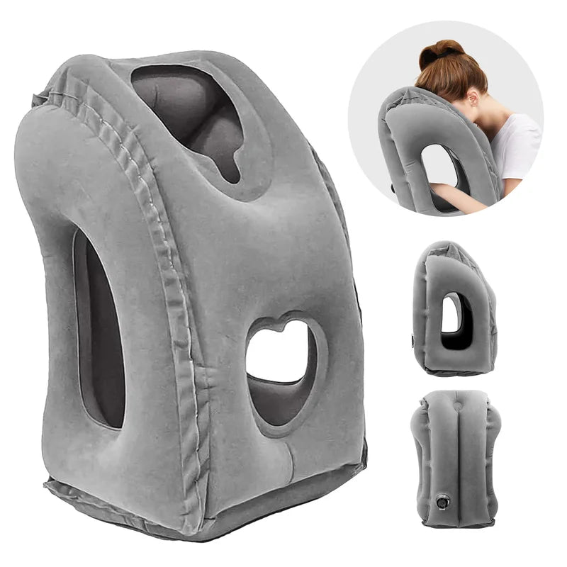 Inflatable Travel Pillow with Patented Valve - Neck & Head Support for Airplane Comfort
