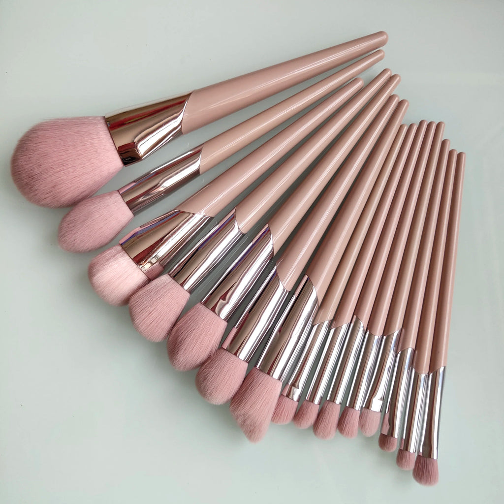 15pcs Makeup Brush Set with Foundation, Eyeshadow, Cheek Blush & Highlighter Brushes