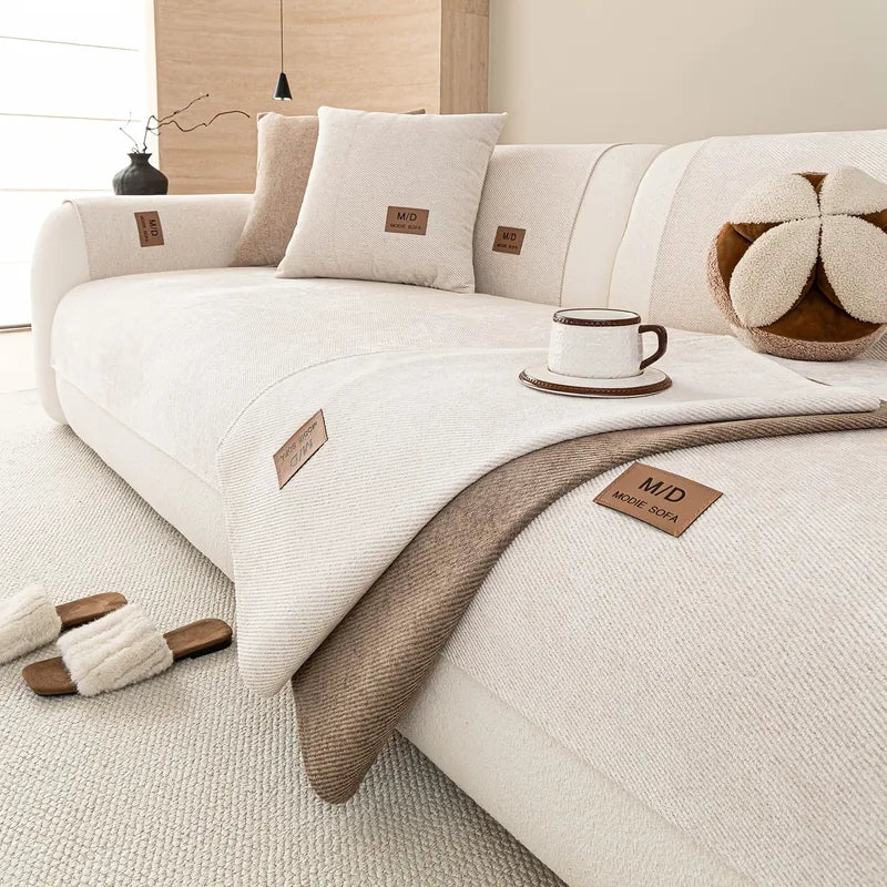 Universal Non-Slip Pet-Friendly Sofa Cover with Chenille Twill Fabric – All Sizes & Colors