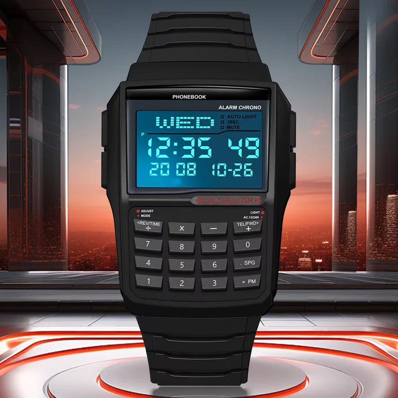 Multifunctional Men's Digital LED Sports Watch with Calculator - Luxury Style