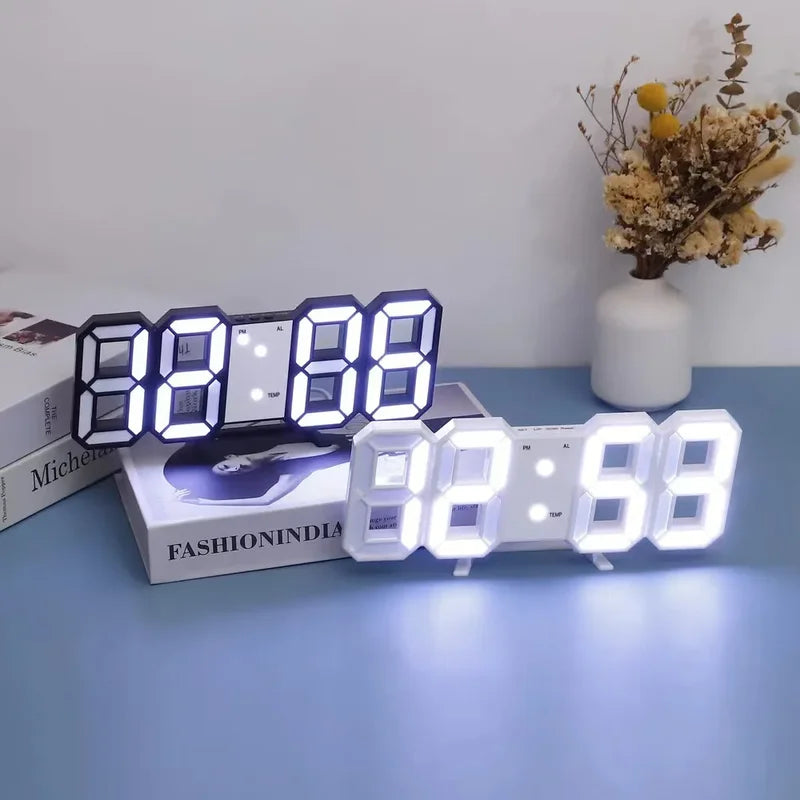 Digital Wall Clock with LED Display for Bedroom & Living Room Modern Home Decor