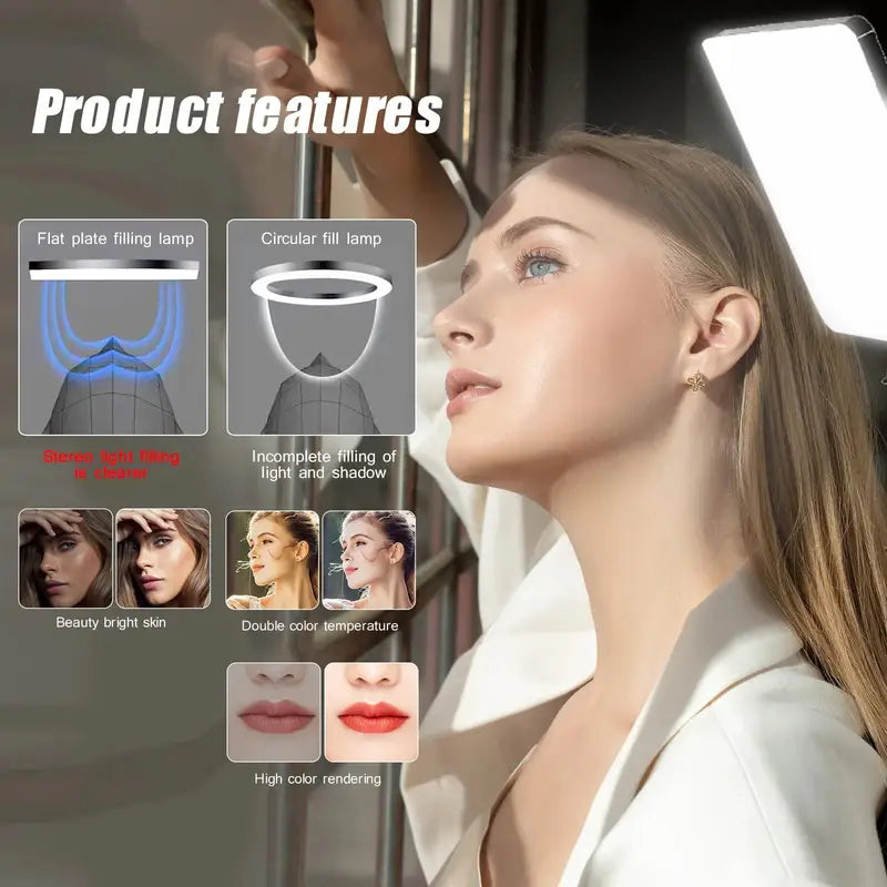 LED Video Lights for Photography and Streaming with Tripod - Selfie & Studio Lamp