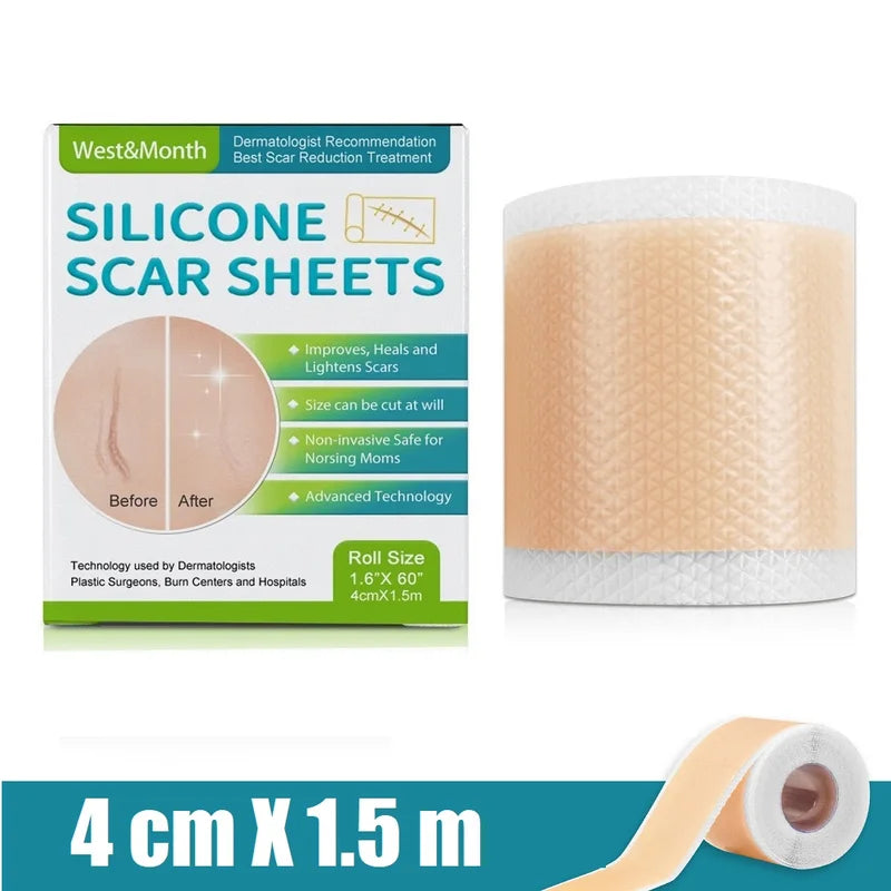 Silicone Scar Sheets Roll 4cm x 150cm Self-Adhesive Skin Care Tape Reusable