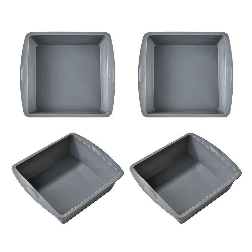 1/4Pcs Silicone Square Cake Plate Non-Stick Brownie Pan with Anti-Slip Handle