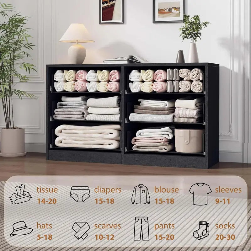 6-Drawer Dresser for Bedroom - 46.7" Wide Wooden Storage Chest, Modern Design