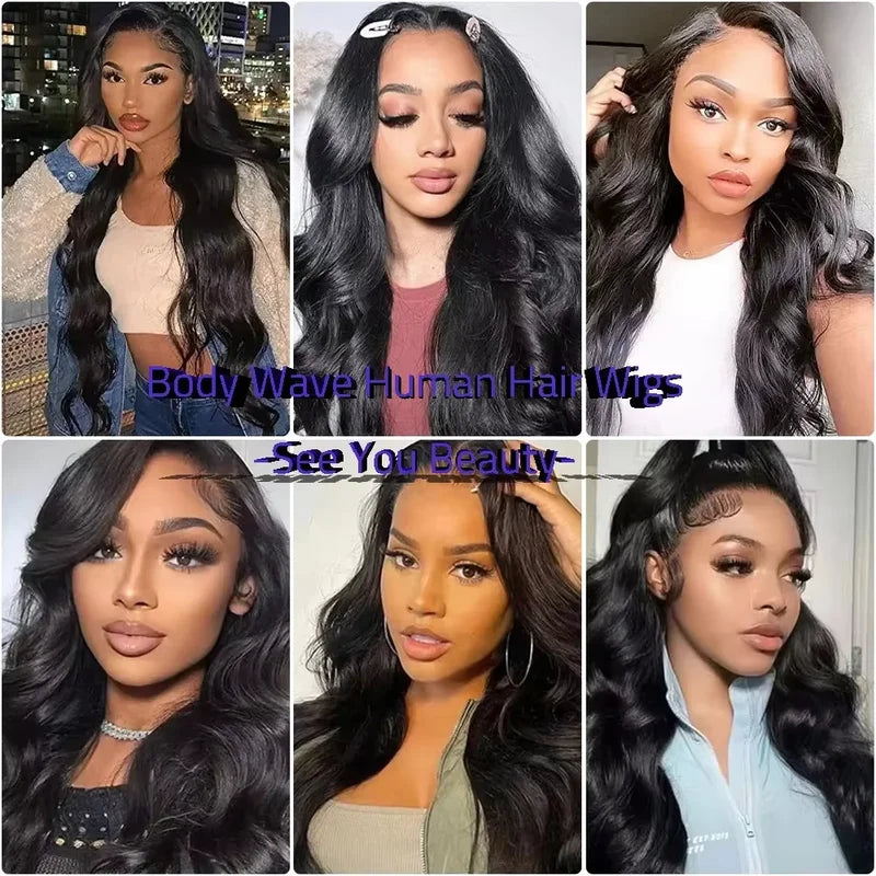 Natural Long Body Wave Human Hair Wig 13x6 360 HD Lace Frontal 40-46 Inch