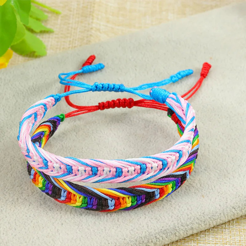 Multicolor Woven Friendship Bracelets - Ethnic Boho Braided String Jewelry
