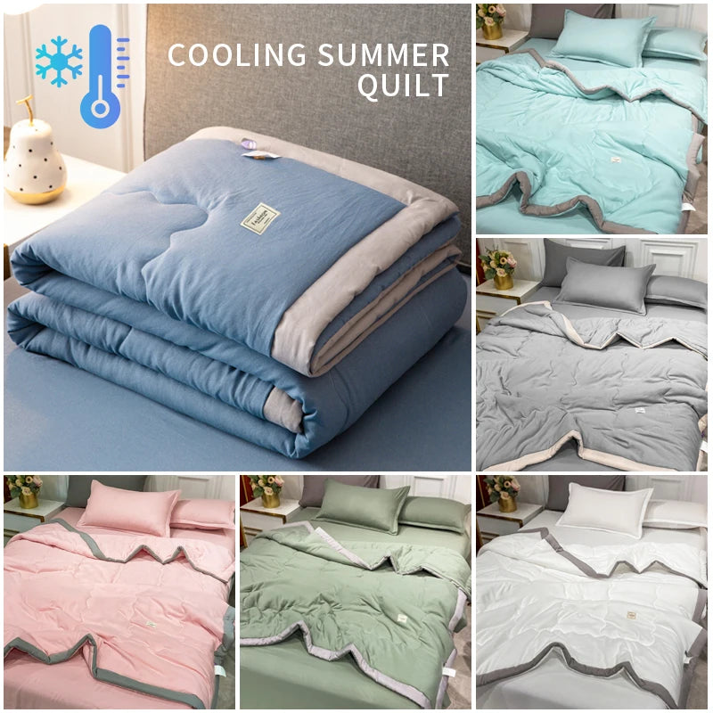 Lightweight Summer Quilt - Skin-Friendly, Washable Cotton Polyester Bedding