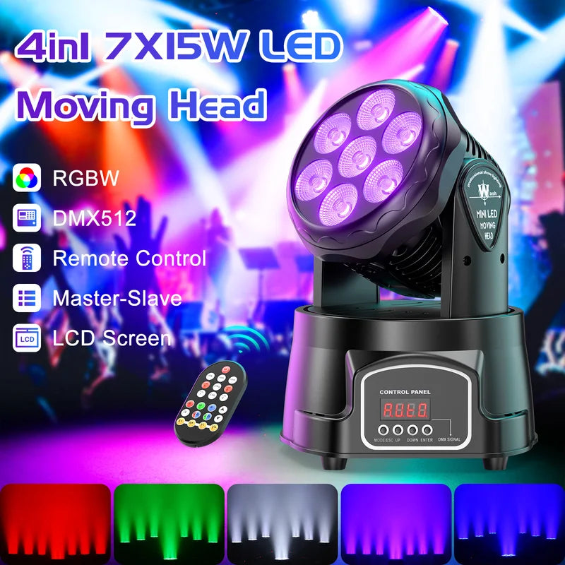 2PCS Moving Head Beam Spot Stage Lights - LED DJ Party Disco Lighting