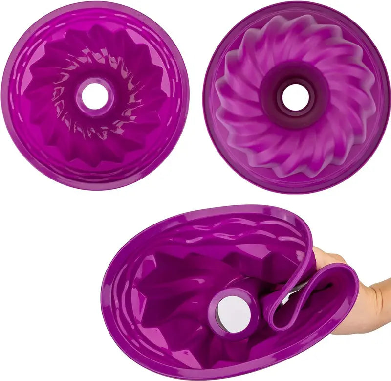 Silicone Fluted Tube Pans - Non-Stick Baking Mold for Cakes, Bread, Gelatin & Jello