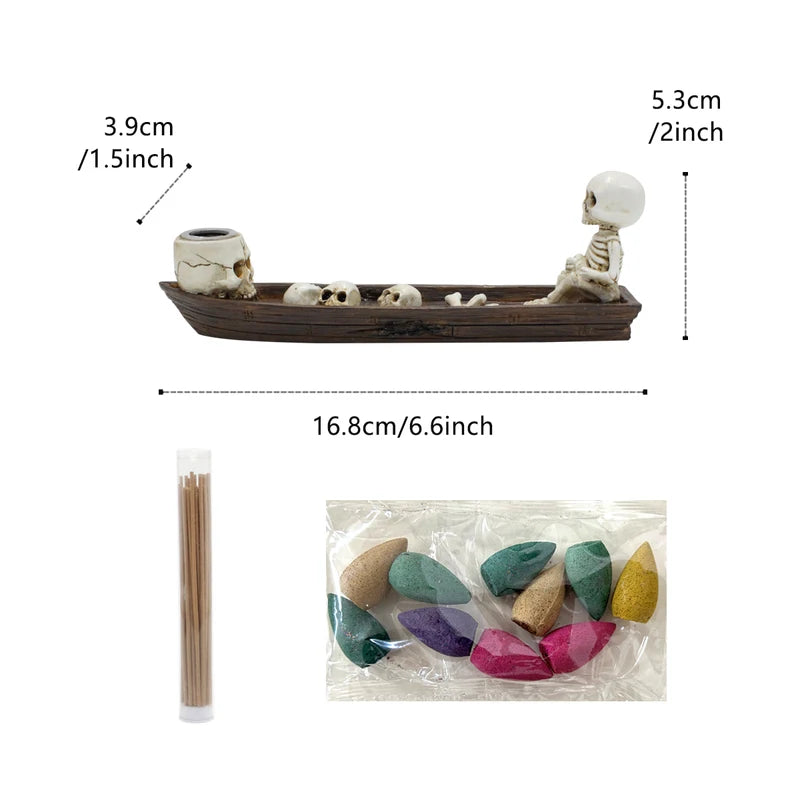 Skeleton Aromatherapy Boat Set - Resin Halloween Diffusers for Fresh Air