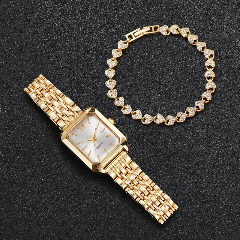 2-Pack Women's Quartz Wristwatches with Rhinestone Bracelets - Multiple Colors