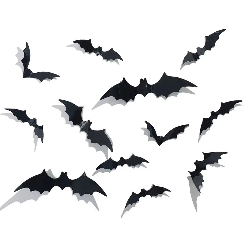 Halloween Bat Wall Decorations - 3D PVC Wall Stickers for Spooky Holiday Home Decor