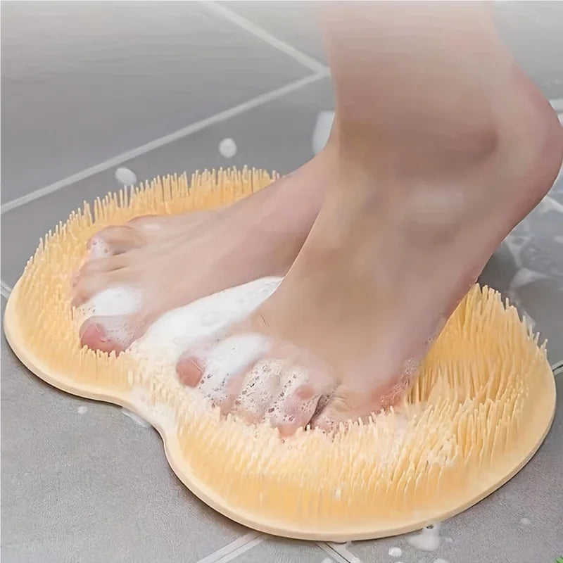 Foot Brush Body Cleanser Silicone Sponge Bath Massage Mat with Suction Cup