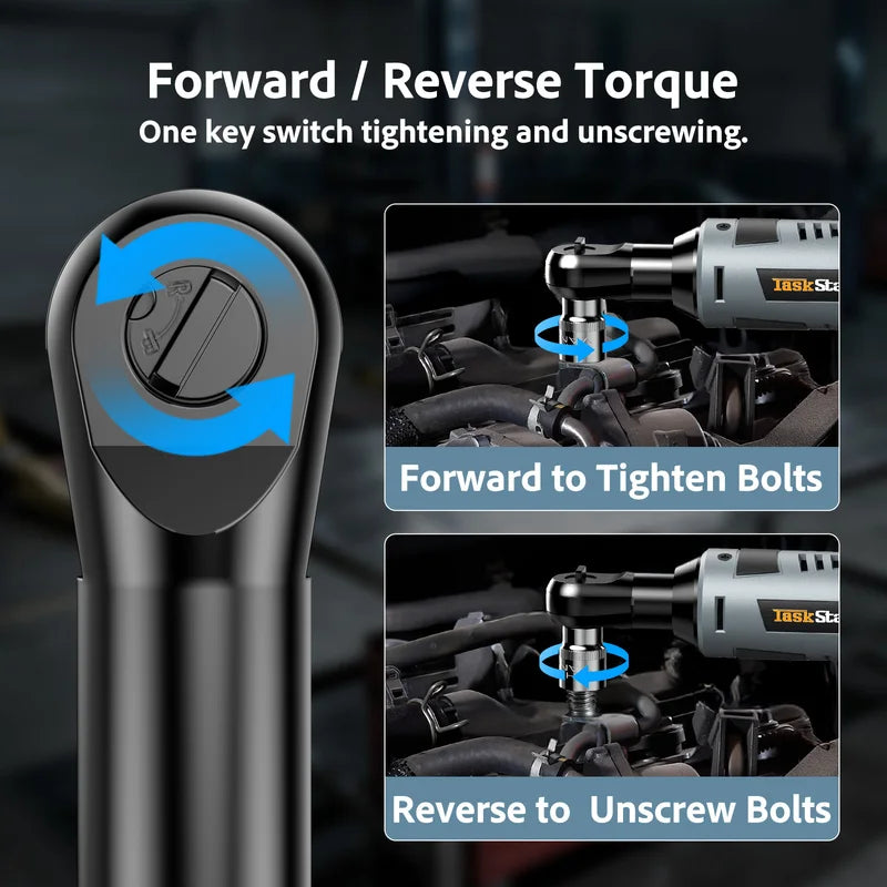 12V Electric Ratchet Wrench Set with 2.0Ah Battery & LED Light for Car Repair