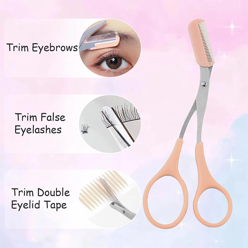 Eyebrow Trimmer Scissors with Comb - Facial Hair Grooming & Shaping Tool
