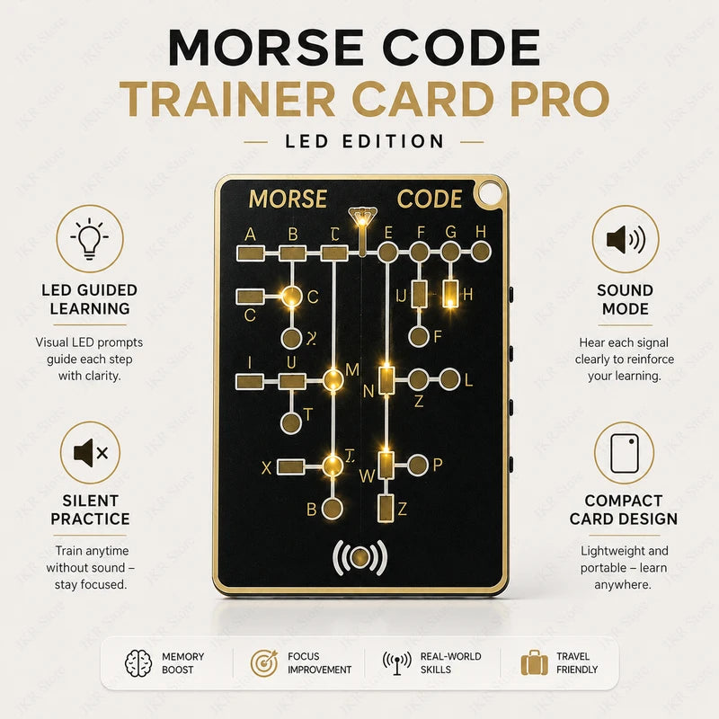 Pocket Portable Morse Code Trainer Card LED Educational Learning Tool