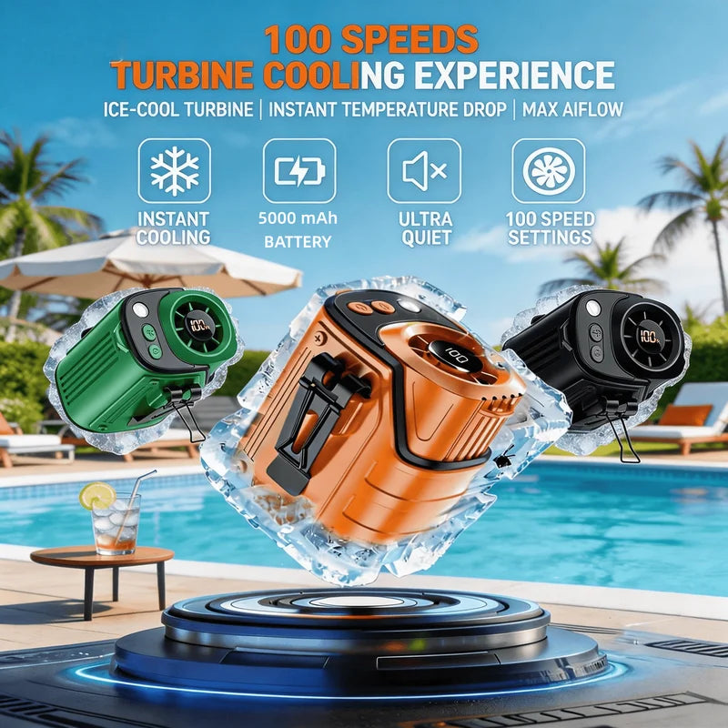 Portable 3-in-1 Waist & Handheld Fan with Power Bank, LED Flashlight, 10H Runtime